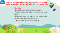 Giáo án Powerpoint Bài 15 Địa lí 10 Chân trời sáng tạo: Sinh quyển, nhân tố ảnh hưởng đến sinh vật