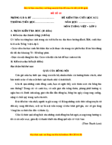 Đề thi cuối kì 2 Tiếng Việt lớp 3 Chân trời sáng tạo (Đề 10)