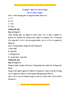 Trắc nghiệm Nhóm halogen Hóa 10 Kết nối tri thức