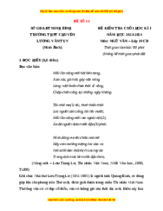 Đề thi cuối kì 1 Ngữ Văn 10 Cánh diều (Đề 14)