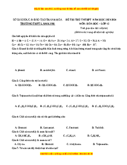 Đề thi thử tốt nghiệp Hóa học trường THPT Lam Kinh lần 1 năm 2024