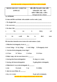 Đề thi học sinh giỏi Anh 6 Huyện Hưng Hà năm 2022-2023