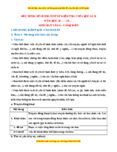 Đề cương ôn tập cuối kì 2 Ngữ văn 6 Cánh diều