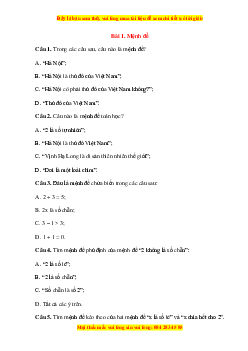Bài tập trắc nghiệm Toán 10 kì 1 Chân trời sáng tạo (có đáp án)