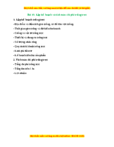 Lý thuyết Công nghệ 10 Trồng trọt Cánh diều Bài 19: Lập kế hoạch và tính toán chi phí trồng trọt