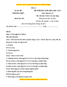 Đề thi cuối kì 2 Hóa học 10 Kết nối tri thức - Đề 3