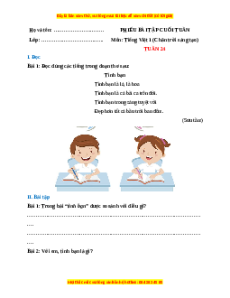 Bài tập cuối tuần Tiếng việt lớp 1 Tuần 24 Chân trời sáng tạo (có lời giải)
