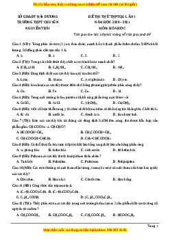 Đề thi thử Hóa Học trường Chuyên Nguyễn Trãi năm 2021