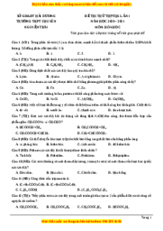 Đề thi thử Hóa Học trường Chuyên Nguyễn Trãi năm 2021