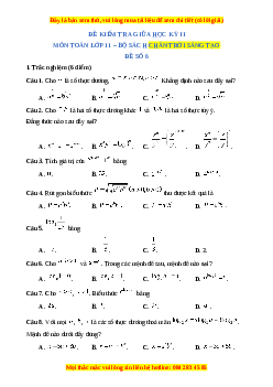 Đề thi giữa kì 2 Toán 11 Chân trời sáng tạo (Đề 6)