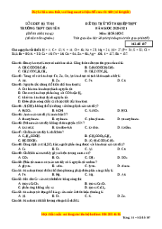 Đề thi thử Hóa Học trường Chuyên Hà Tĩnh năm 2021