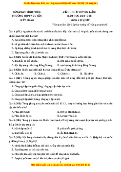 Đề thi thử Lịch Sử trường Nguyễn Viết Xuân lần 1 năm 2021