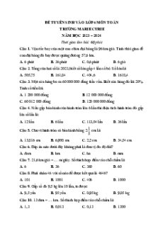 Đề thi vào lớp 6 Toán trường Marie Curie Hà Nội các năm