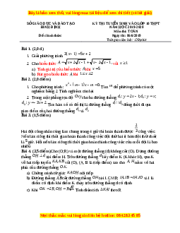 Đề thi vào 10 môn Toán tỉnh Bình Định năm 2020
