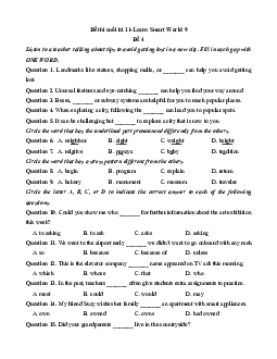 Đề thi Cuối kì 1 Tiếng Anh 9 Ilearn Smart world (Đề 4 kèm file nghe)