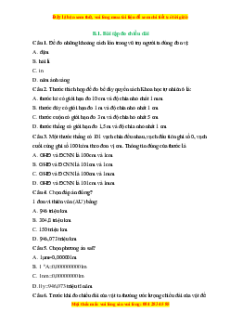 Trắc nghiệm Đo chiều dài, khối lượng và thời gian KHTN 6 Cánh diều