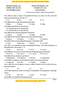 Đề thi thử Hóa Học trường Chuyên Nguyễn Bỉnh Khiêm năm 2021