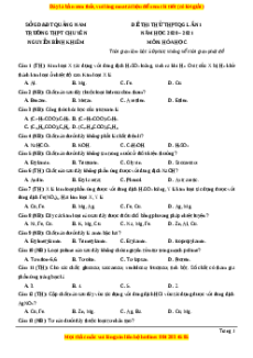 Đề thi thử Hóa Học trường Chuyên Nguyễn Bỉnh Khiêm năm 2021