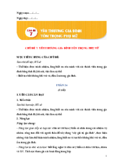 Giáo án Chủ đề 7: Yêu thương gia đình. Tôn trọng phụ nữ HĐTN lớp 5 Chân trời sáng tạo (Bản 1)
