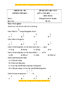 Đề thi giữa kì 2 Toán lớp 4 Cánh diều - Đề 3 có đáp án