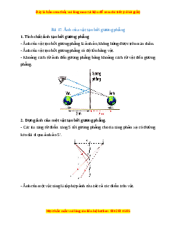 Lý thuyết Khoa học tự nhiên 7 Chân trời sáng tạo Bài 17: Ảnh của vật tạo bởi gương phẳng