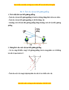 Lý thuyết Khoa học tự nhiên 7 Chân trời sáng tạo Bài 17: Ảnh của vật tạo bởi gương phẳng