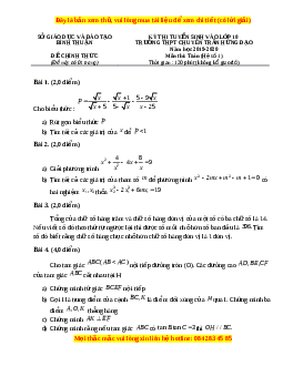 Đề thi vào 10 môn Toán tỉnh Bình Thuận năm 2020