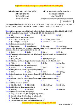 Đề thi thử Hóa học Sở Vĩnh Phúc lần 2 năm 2023