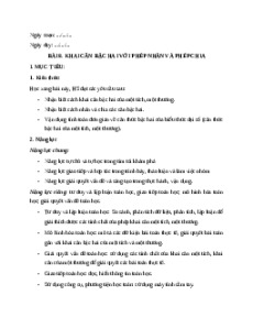 Giáo án Khai căn bậc hai với phép nhân và phép chia Toán 9 Kết nối tri thức