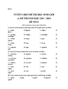 Tuyển chọn đề thi học sinh giỏi Tiếng Anh 9