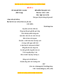 Đề thi cuối kì 1 Ngữ văn 6 Cánh diều (đề 14)