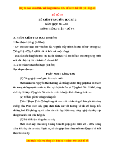 Đề thi giữa kì 2 Tiếng Việt lớp 4 Kết nối tri thức (Đề 10)