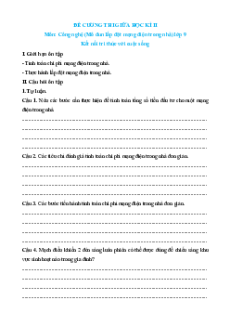Đề cương Giữa kì 2 Công nghệ 9 Kết nối tri thức Lắp đặt mạng điện trong nhà