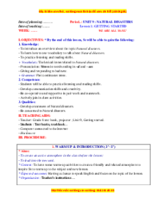 Giáo án Unit 9: Natural disasters Tiếng Anh 8 Global success