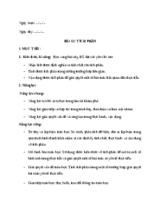 Giáo án Tích phân Toán 12 Kết nối tri thức