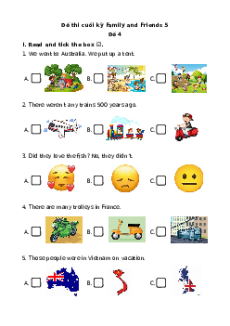 Đề thi Cuối kì 1 Tiếng Anh lớp 5 Family and Friends (Đề 4)