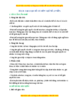 Giáo án Chia cho số có một chữ số Toán lớp 4 Cánh diều