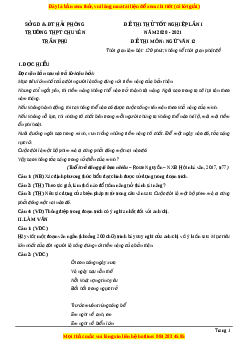 Đề thi thử Ngữ Văn trường Chuyên Trần Phú lần 1 năm 2021