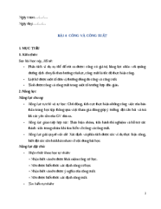 Giáo án Bài 4 KHTN 9 Kết nối tri thức (2024): Công và công suất