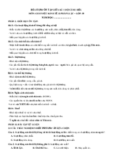 Đề cương ôn tập giữa học kì 1 Kinh tế pháp luật 10 Cánh diều