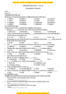 English Tests - Bài tập Tiếng Anh English Workbook 10