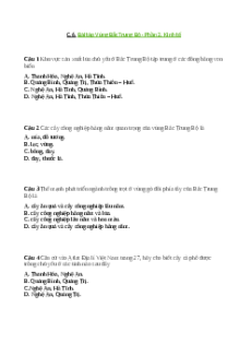 Trắc nghiệm Bài 24 Địa lí 9: Vùng Bắc Trung Bộ (tiếp theo)