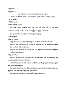 Giáo án Nguyên hàm của một số hàm số sơ cấp Toán 12 Cánh diều