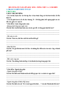 Đề cương ôn tập Giữa kì 2 Tiếng Việt lớp 5 Cánh diều