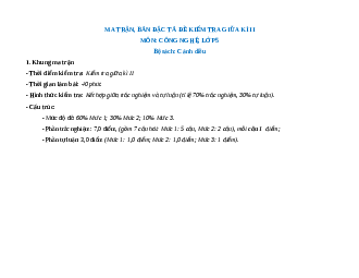 Bộ đề thi giữa kì 2 Công nghệ lớp 5 Cánh diều có đáp án