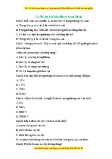 Trắc nghiệm Lực hấp dẫn và trọng lượng KHTN 6 Chân trời sáng tạo