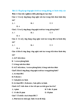 Trắc nghiệm Bài 23: Ứng dụng công nghệ sinh học trong phòng, trị bệnh thủy sản Công nghệ 12 Lâm nghiệp-Thủy sản Cánh diều