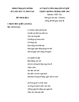 Đề minh họa thi vào lớp 10 Ngữ văn 2025 - Sở GD Hải Dương