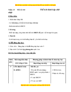 Giáo án Bài 114 Toán lớp 5: Thể tích hình hộp chữ nhật