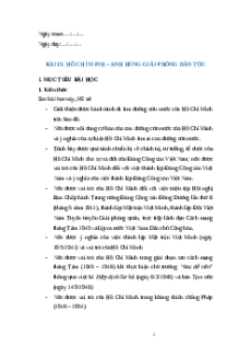 Giáo án Bài 16 Lịch sử 12 Kết nối tri thức: Hồ Chí Minh - Anh hùng giải phóng dân tộc